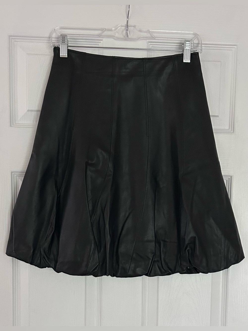 Vogue Virile Sheepskin Leather Balloon tulip Mini Skirt Small Black Vintage Rare